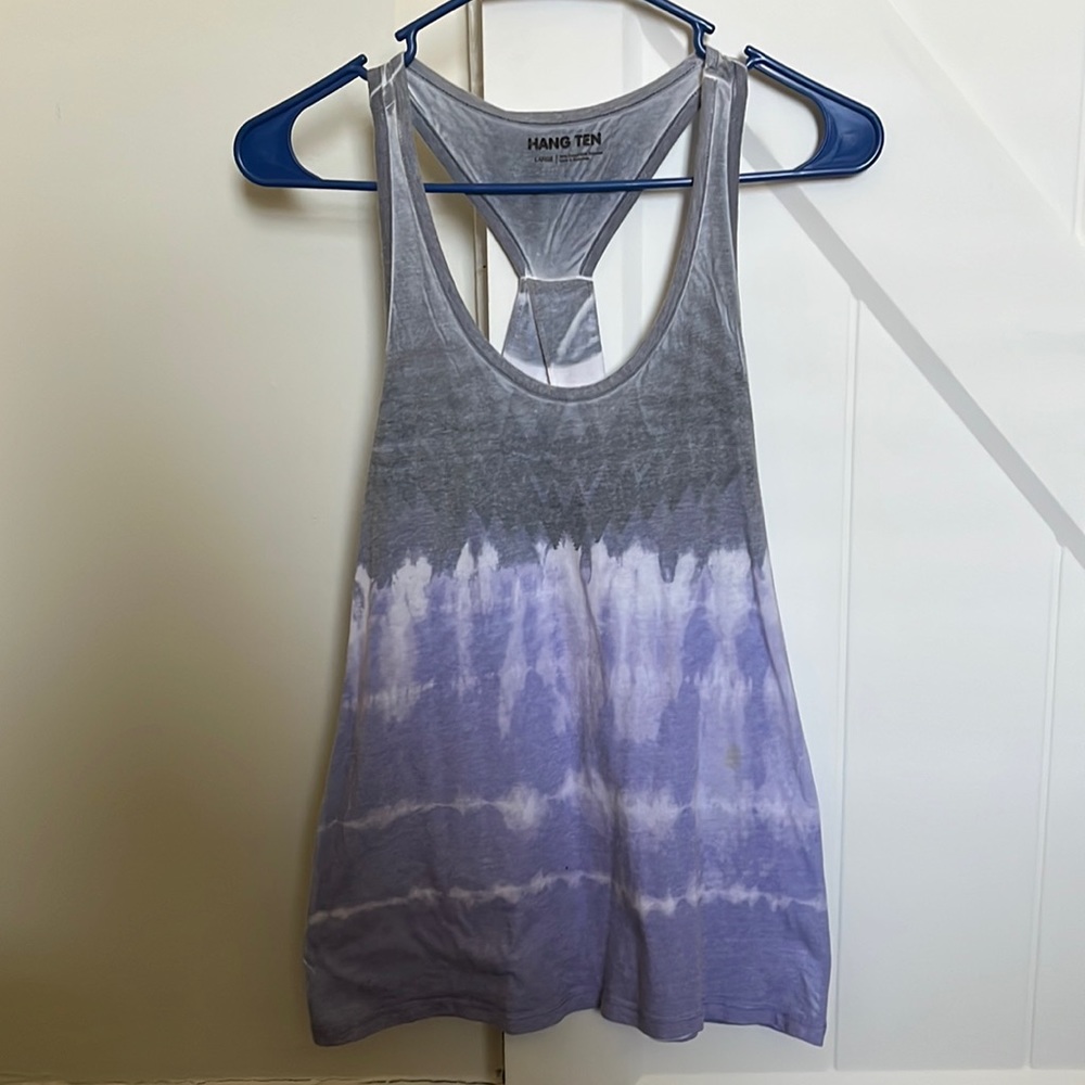Hang Ten Gray and Purple Tie-Dye Tank Top